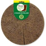 Lot de 2 disques de paillage coco fibres naturelles - 19 cm - marron Lot de 2 disques de paillage coco fibres naturelles - 19 cm - marron
