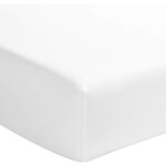 Terre de nuit - drap housse blanc 100% coton bonnet 40 cm 140x190 cm
