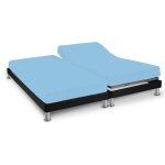 Drap housse bleu ciel pour lit articul� jersey extensible 2x70x190