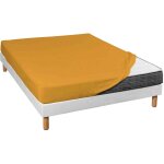 Terre de nuit - drap housse jersey jaune moutarde bonnet 30 cm 90x190 / 200
