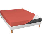 Terre de nuit - drap housse jersey orange terracotta bonnet 30 cm 140x200
