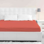 Terre de nuit - drap housse orange terracotta bonnet 40 cm 90x190 / 200