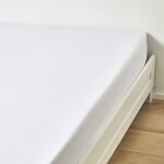 Drap housse satin blanc 140x190 cm