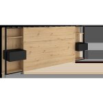 Vente - unique - parisot tete de lit avec tageres + chevets intgrs - dcor chene et noir - l 255 x ...