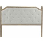 Tte de lit capitonne en bois d'hva et lin coloris gris clair / naturel - longueur 160 x profondeur ...