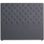 T�te de lit capitonn�e constance 140cm tissu gris