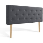 T�te de lit capitonn�e th�a 160cm tissu gris fonc�