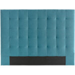 Tte de lit capitonne en tissu bleu canard l160 cm halciona