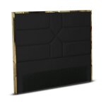 Tte de lit design effet laiton dalia - noir - 140 cm, polyurthane, rectangulaire, style art dco, 150 ...
