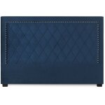 T�te de lit nolwen velours bleu fonc� 180cm