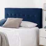 Tte de lit tapisse napoles 140x100 cm bleu, velours, pieds en bois