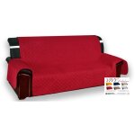 Housse de canap matelasse vivy bordeaux rouge - protecteur de canap avec accoudoirs - polyester lavable, ...