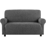 Housse de canap� new york stretch gris cendre, anti - rayures, pour canap�s avec accoudoirs, housse de ...