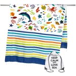 Serviette de plage fouta couleur fish size large avec sac à dos beach keep calm cm. 100x200 Serviette de plage fouta couleur fish size large avec sac à dos beach keep calm cm. 100x200
