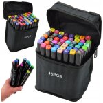 Tg70308 marqueurs � alcoype, stylos double pointe, surigneurs, lot de 48 pi�ces + �tui