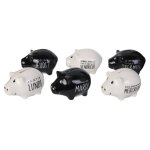 The concept factory - semainier avec 6 minis tirelires cochon en cramique - noir / blanc - livraison ...