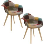 The home deco factory - lot de 2 fauteuils design scandinave patchwork