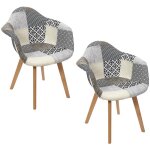 Lot de 2 fauteuils salon patchwork gris home deco factory