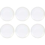 The home deco factory - assiette en porcelaine avec liser� dor� (lot de 6) assiettes plates - 20 cm