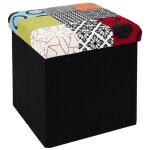 The home deco factory - coffre pouf pliable couvercle patchwork