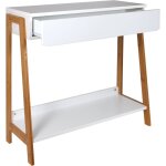 The home deco factory - console 1 tiroir blanc avec tablette - cas�me - blanc