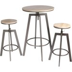 The home deco factory - ensemble table et 2 tabourets en bois naturel et métal gris The home deco factory - ensemble table et 2 tabourets en bois naturel et métal gris