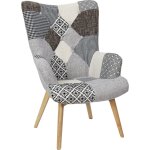 The home deco factory - fauteuil helsinki patchwork gris home deco factory The home deco factory - fauteuil helsinki patchwork gris home deco factory