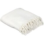 The home deco factory - jet� de canap� en coton gaufr� 170 x 250 cm ivoire