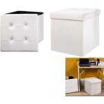 The home deco factory - pouf coffre de rangement pliable carr beige h38 x 38 x 38 cm