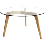 The home deco factory - table basse ronde design bois et verre alexia