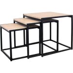 The home deco factory - tables carr�es gigognes m�tal et bois (lot de 3)