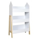 Biblioth�que enfant 4 �tag�res ? bois blanc ? dimensions 120x30x180 cm ? rangement esth�tique pour chambre ...