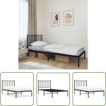 The living store cadre de lit m�tal sans matelas avec t�te de lit noir 90x190 cm - cadre de lit - lit ...