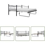 The living store cadre de lit noir acier 180x200 / 90x200 cm - lit plateforme - lit avec tiroir intgr ...