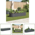 The living store lit sur�lev� de jardin 240x80x44 cm acier galvanis� gris - jardiniere exterieure - pot ...
