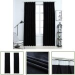 The living store rideaux occultants avec crochets 2 pcs velours noir 140x245 cm - rideaux noirs - rideaux ...