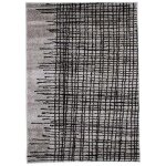 Thedecofactory - abstract - tapis ext�rieur int�rieur poils courts imprim� lignes crois�es gris 120x170 ...
