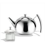 Th�i�re en acier inoxydable avec passoire, cafeti�re bouilloire avec couvercle et poign�e, th� biologique ...