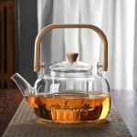 Theiere avec infuseur 1 litre, theiere verre chauffant transparent avec filtre amovible, pot  th, adapt ...