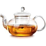 Theiere avec infuseur, 1000ml theiere verre chauffant transparent avec filtre amovible, pot  th, thire ...