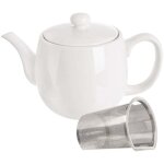 Theiere en porcelaine blanche avec panier a infusion et couvercle amovibles Theiere en porcelaine blanche avec panier a infusion et couvercle amovibles