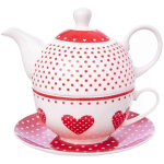 Th�i�re en porcelaine avec tasse, en forme de c?ur, tecka, 3 pi�ces