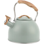 Th�i�re sifflante 3l, vert clair, fond plat, en acier inoxydable, poign�e en plastique technique, pour ...