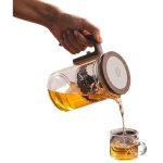 Th�i�re en verre de 720 ml avec s�parateur d'eau et poign�e en bois