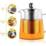 Th�i�re en verre carr�e tasse de bouteille r�sistant � la chaleur avec infuseur parfait pour le th� et ...