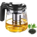 Thire en verre avec passoire 1. 5 l, de qualit suprieure rsistante  la chaleur avec couvercle filtre ...