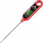 Thermom�tre de cuisine, 3s, lecture instantan�e, �tanche, sonde en acier inoxydable, rouge - 50 300 �c ...