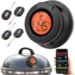 Thermomtre de grill bluetooth 4 fils - thermomtre  viande sans fil, sonde de cuisson steak & four. ...