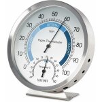 Thermom�tre hygrometer indoor analog - humidim�tre et thermom�tre d'ambiance en acier inoxydable de haute ...