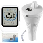 Thermomtre piscine connect sans fil, tanche ip68, porte 50m (80?120m sans obstacle), capteur de tempratur ...